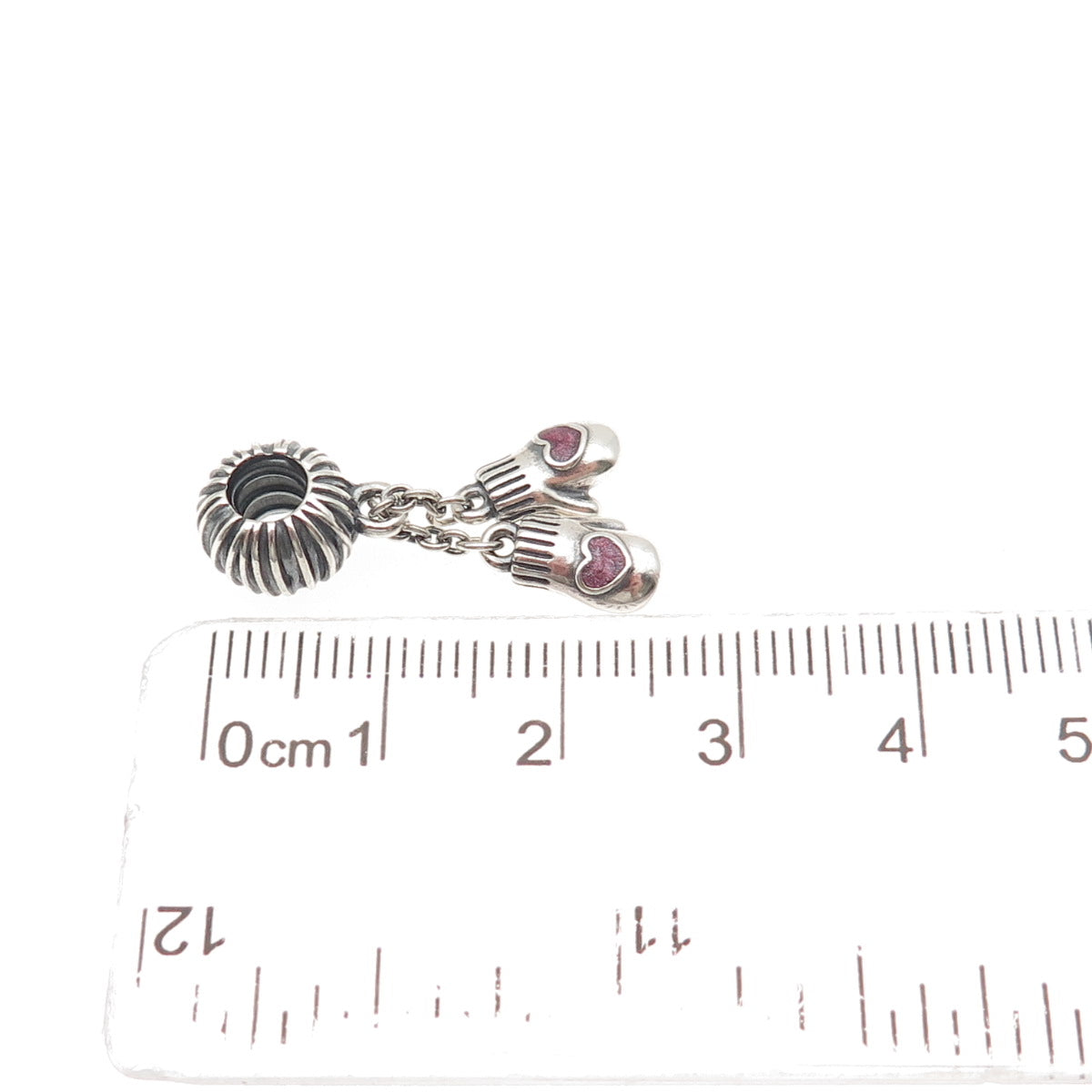 PANDORA 925 Sterling Silver Enamel Heart Winter Mittens Dangle Charm