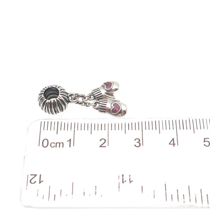 PANDORA 925 Sterling Silver Enamel Heart Winter Mittens Dangle Charm