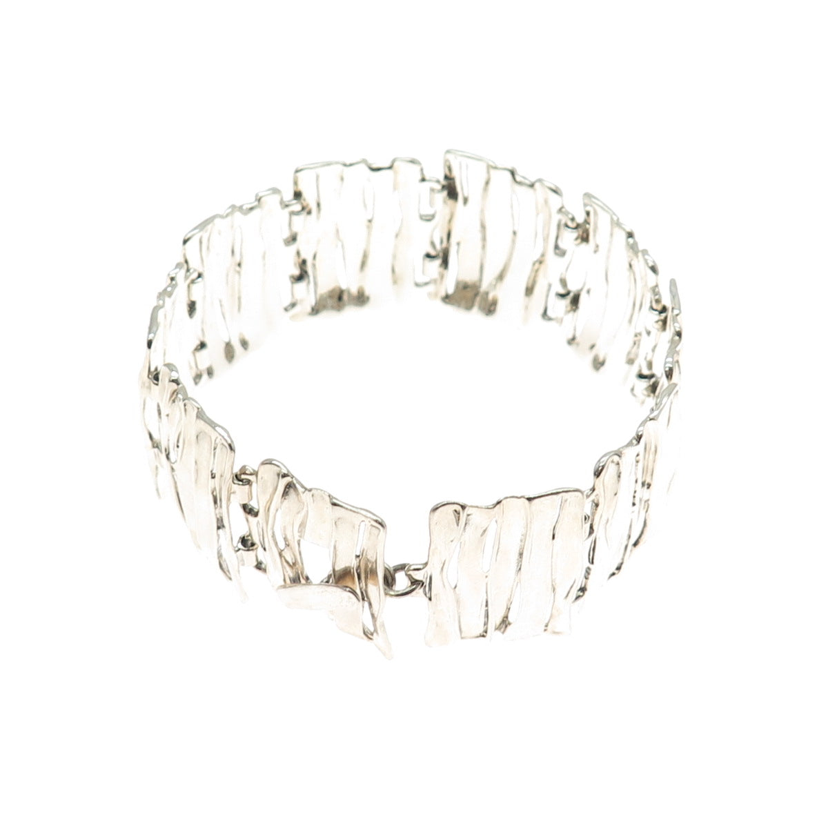 HAGIT GORALI Sterling Silver Vintage Israel Modernist Panel Link Bracelet 7.5"