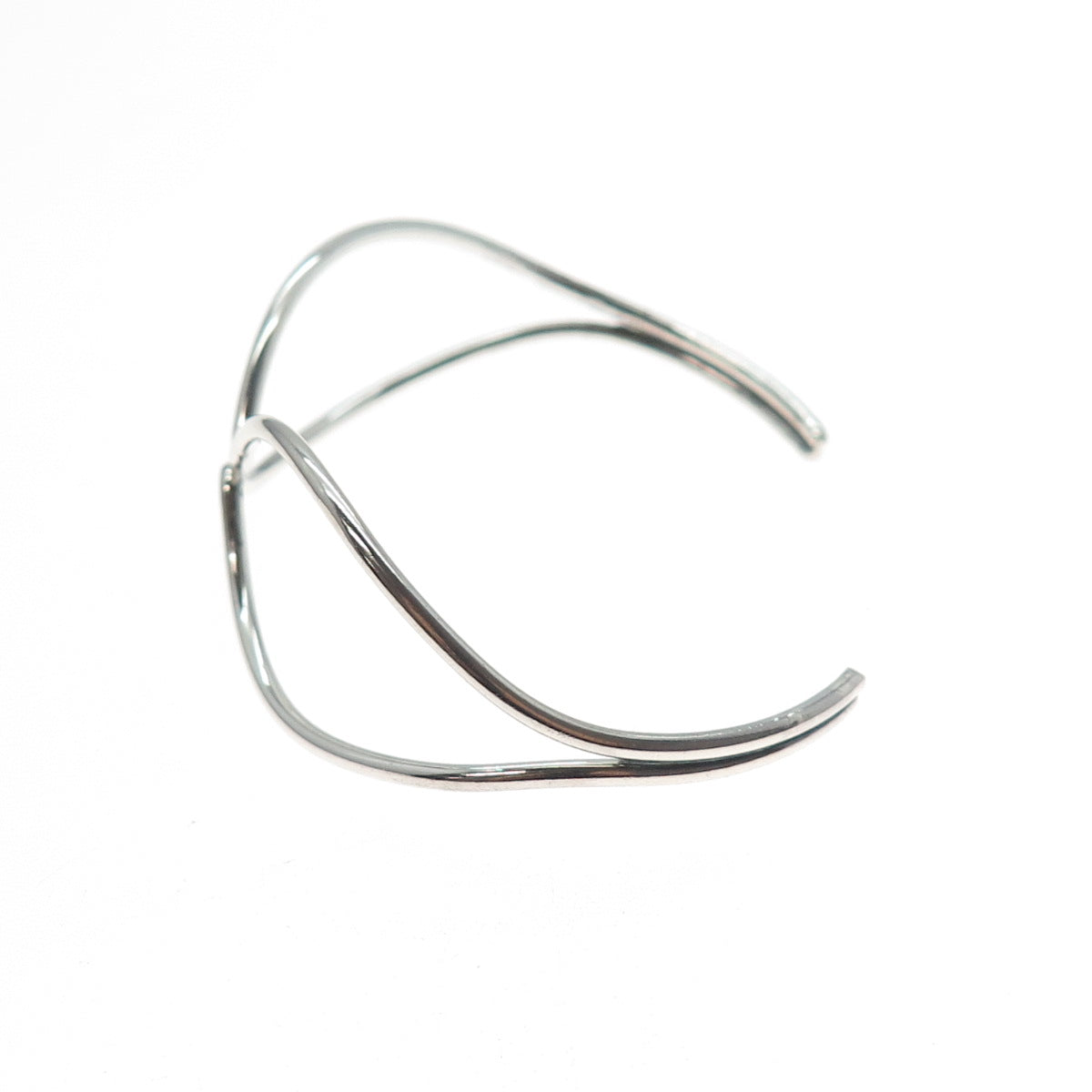 925 Sterling Silver Vintage Modernist Adjustable Cuff Bracelet 6.25"