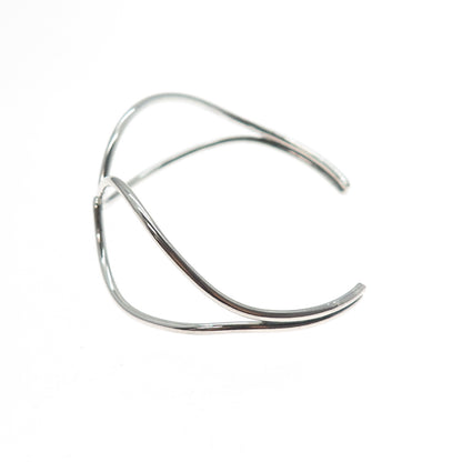 925 Sterling Silver Vintage Modernist Adjustable Cuff Bracelet 6.25"