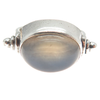 925 Sterling Silver Vintage Real Agate Modernist Ring Size 6
