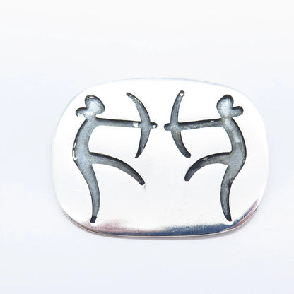 925 Sterling Silver Vintage Mexico Bow Arrow Duel Pin Brooch