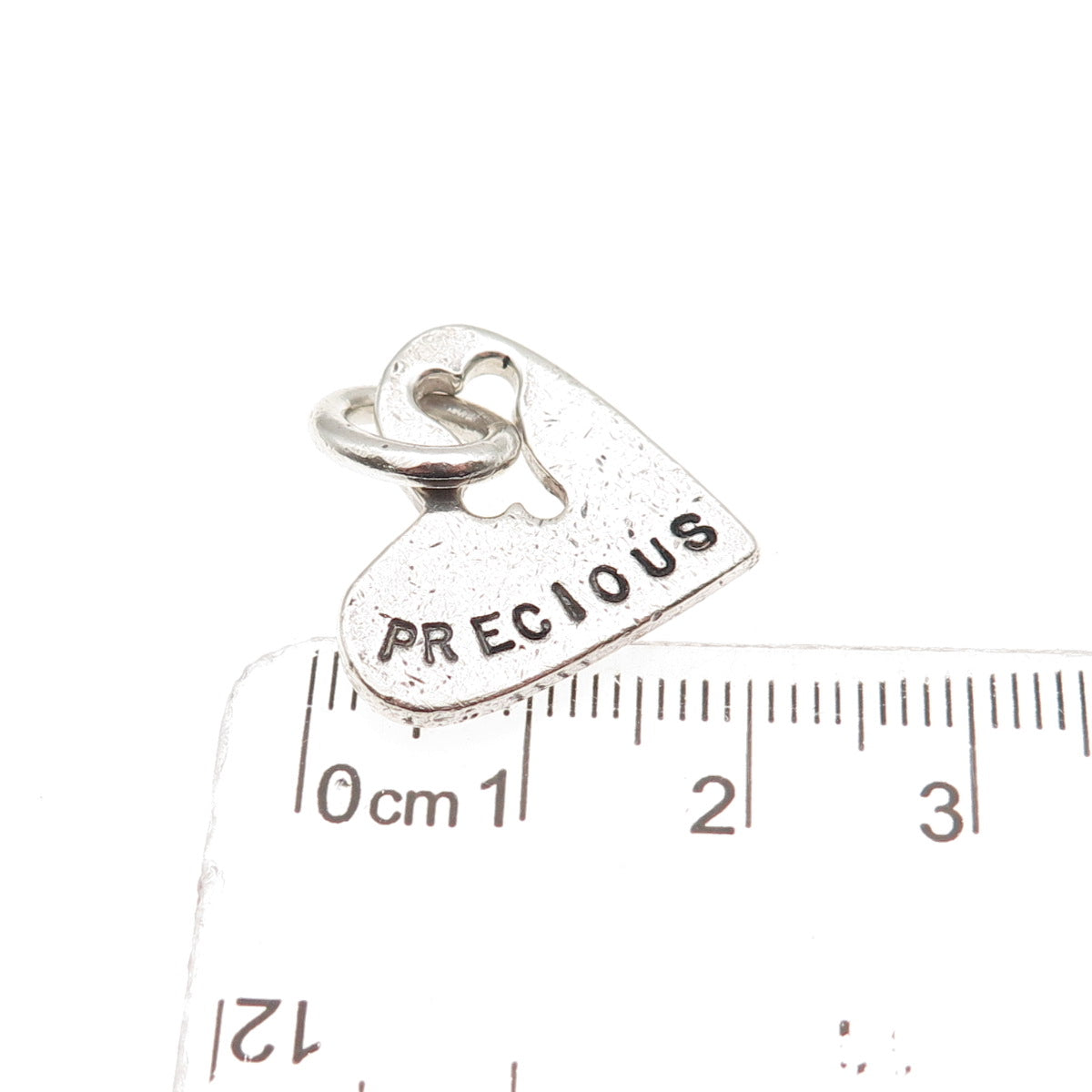 Silver Bones 925 Sterling Vintage Precious Heart Dog Tag Charm Pendant