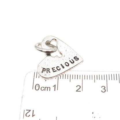 Silver Bones 925 Sterling Vintage Precious Heart Dog Tag Charm Pendant