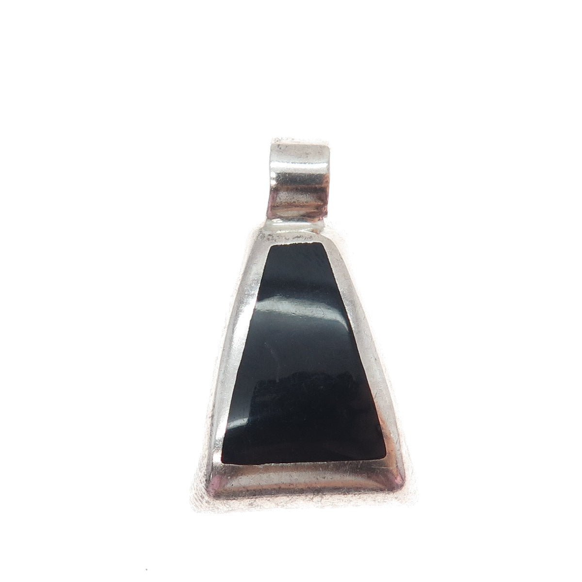 950 Silver Vintage Mexico Real Black Onyx Modernist Charm Pendant