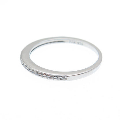 925 Sterling Silver Round-Cut C Z Stackable Half Eternity Band Ring Size 6