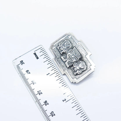 925 Sterling Silver Vintage Tribal Face Totem Pin Brooch