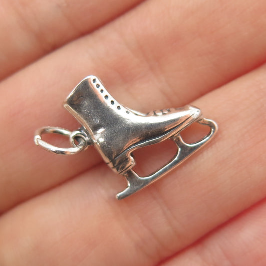 925 Sterling Silver Antique Art Deco Ice Skating Shoe Minimalist Charm Pendant