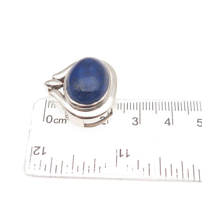 925 Sterling Silver Vintage Real Lapis Lazuli Modernist Slide Charm Pendant