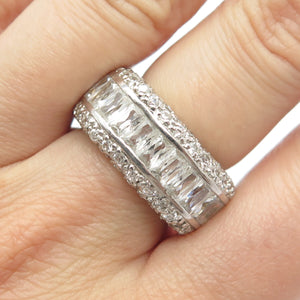 925 Sterling Silver Multi-C Z Band Ring Size 6.25