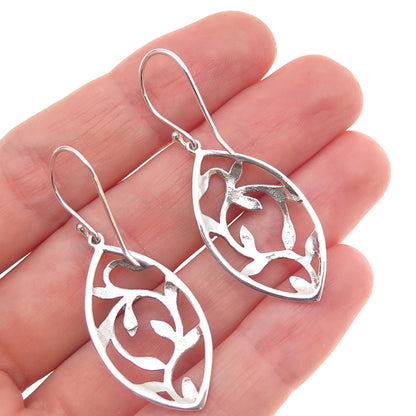925 Sterling Silver Vintage Floral Dangle Earrings