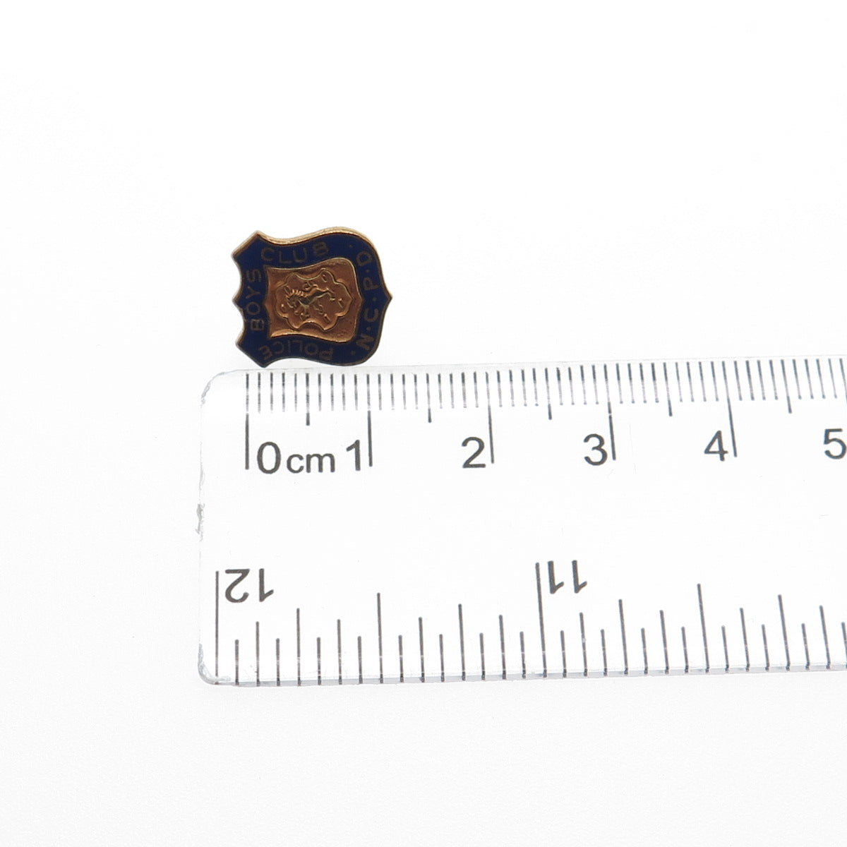 UNITED EMBLEM CO. NY Gold Plated Vintage Enamel Police Boys Club Tie Tack Pin