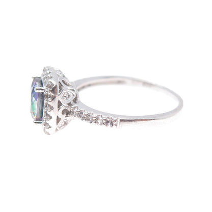 925 Sterling Silver Vintage Real Mystic & White Topaz Ring Size 9