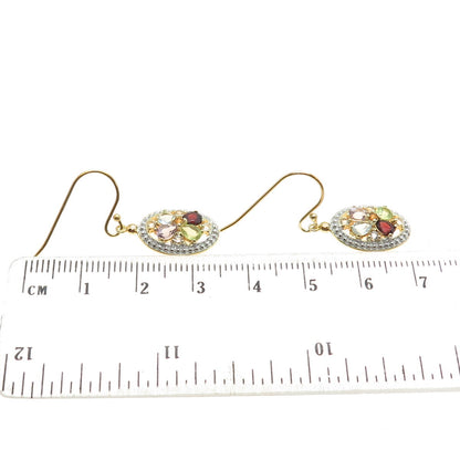 DEE BERKLEY Sterling Silver Gold Plated Topaz Amethyst Garnet Peridot Earrings
