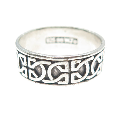WALDECK JOHNSON 925 Sterling Silver Vintage Celtic Knot Oxidized Ring Size 11.25