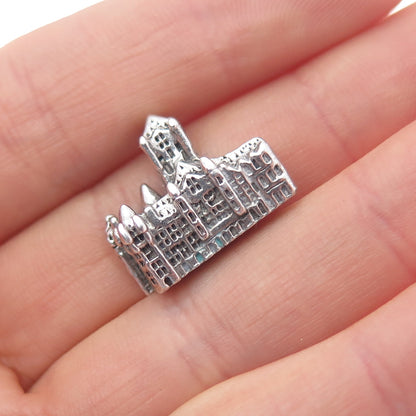 925 Sterling Silver Antique Chateau Frontenac Quebec Minimalist 3D Charm Pendant