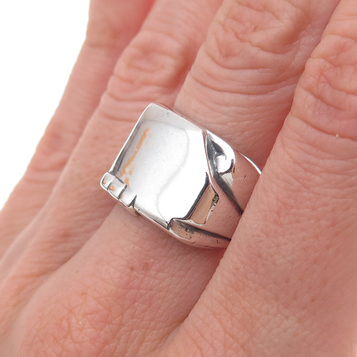 Clark & Coombs 925 Sterling Silver Antique Art Deco Oxidized Ring Size 8