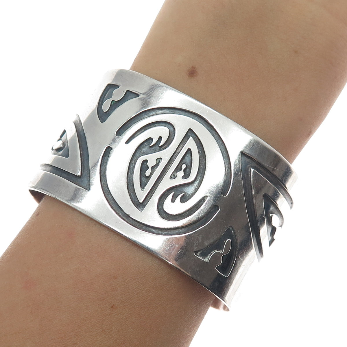 Old Pawn Hopi 925 Sterling Silver Vintage Southwestern Adjustable Bracelet 6.5"