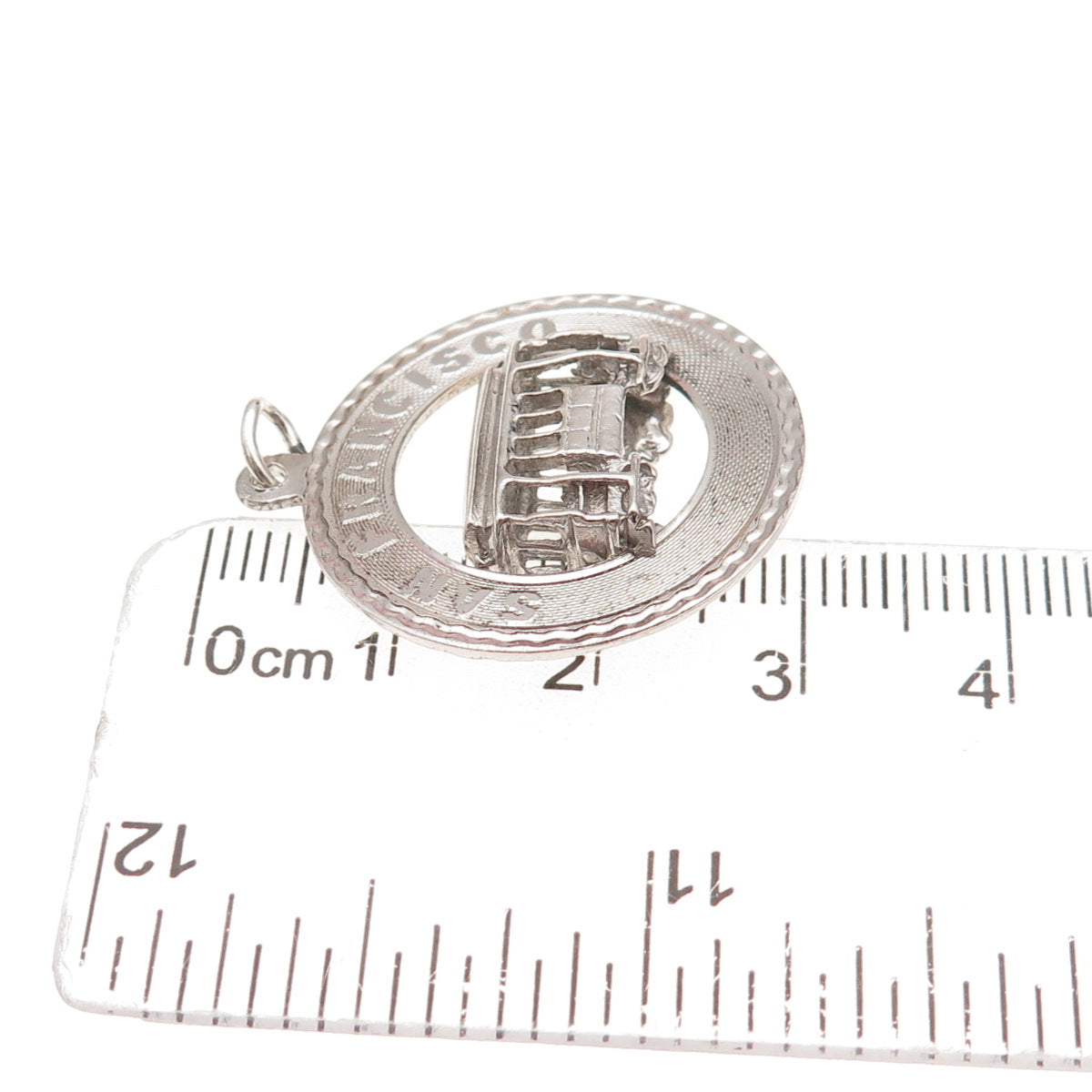 925 Sterling Silver Vintage San Francisco Cable Car Oxidized Charm Pendant