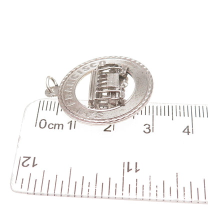 925 Sterling Silver Vintage San Francisco Cable Car Oxidized Charm Pendant