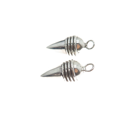 925 Sterling Silver Vintage Modernist Oxidized Jacket Earrings