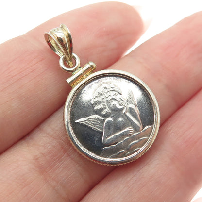 999 Fine Silver 2-Tone Vintage Cherub Pendant