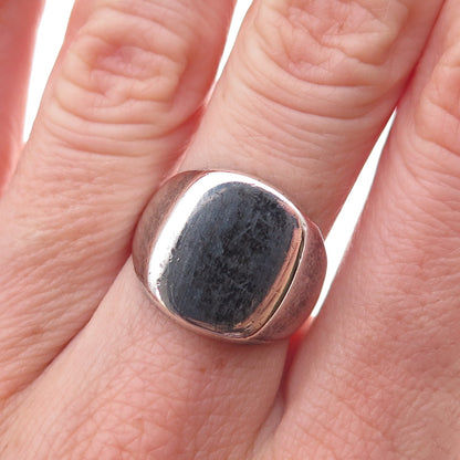 925 Sterling Silver Vintage Oxidized Signet Ring Size 7.25