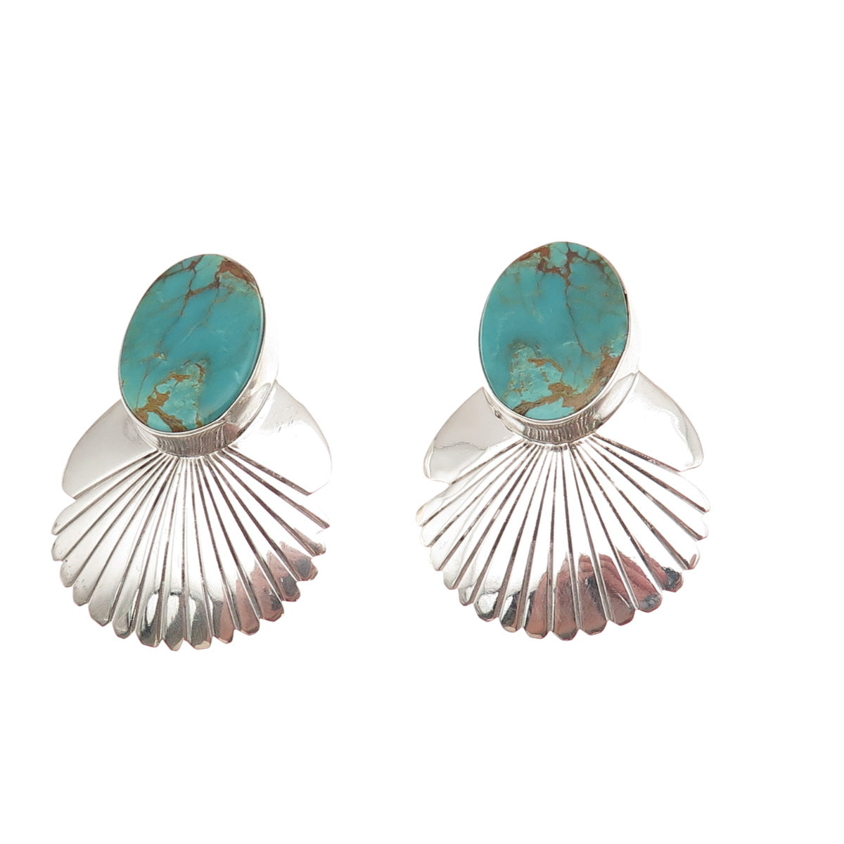 Betty Ann Lee Navajo Old Pawn Sterling Silver Vintage Turquoise Clip On Earrings