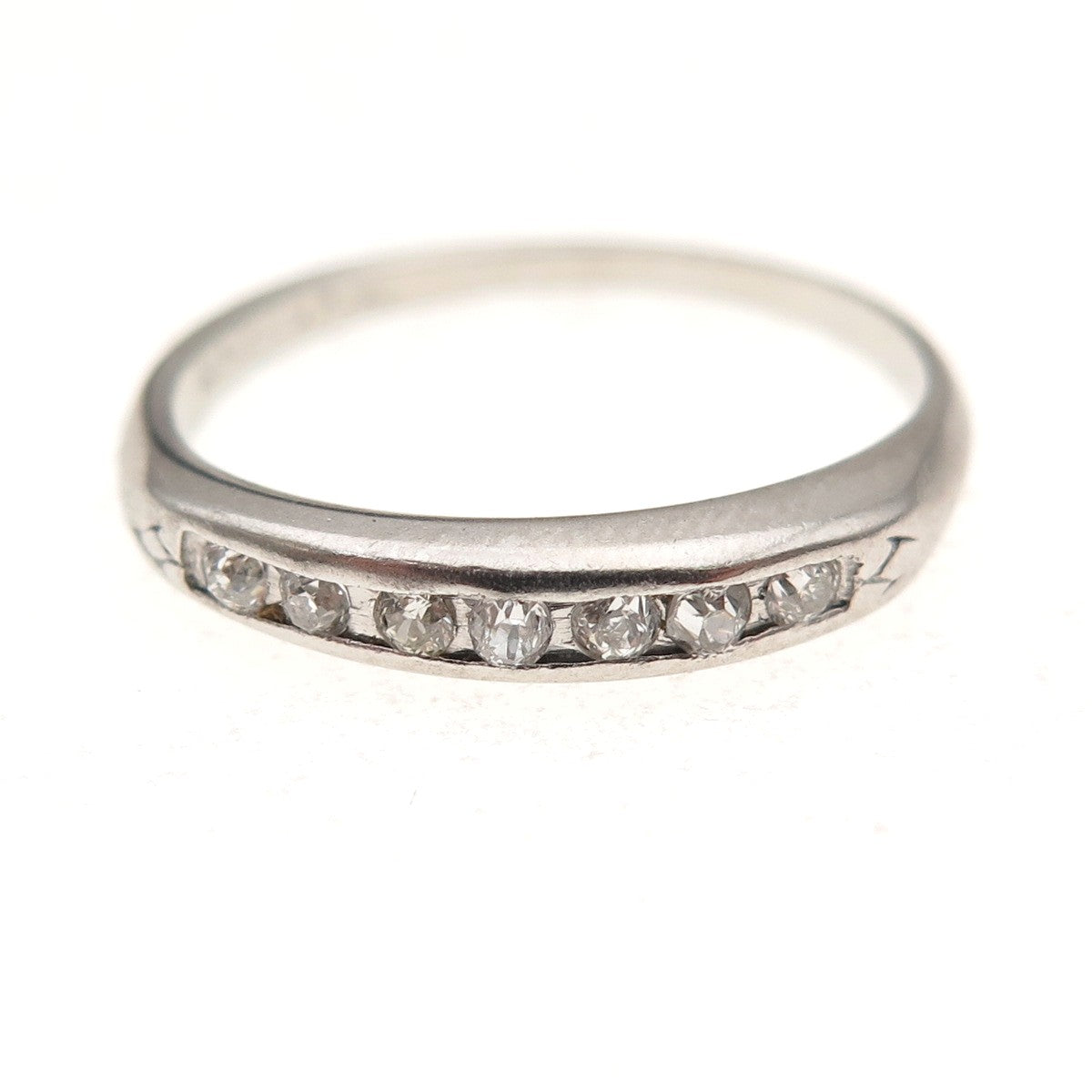 Antique Art Deco Platinum Real Round-Cut Diamond Ring Size 7