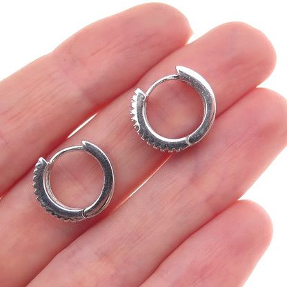 925 Sterling Silver Round-Cut C Z 3-Row Hoop Earrings
