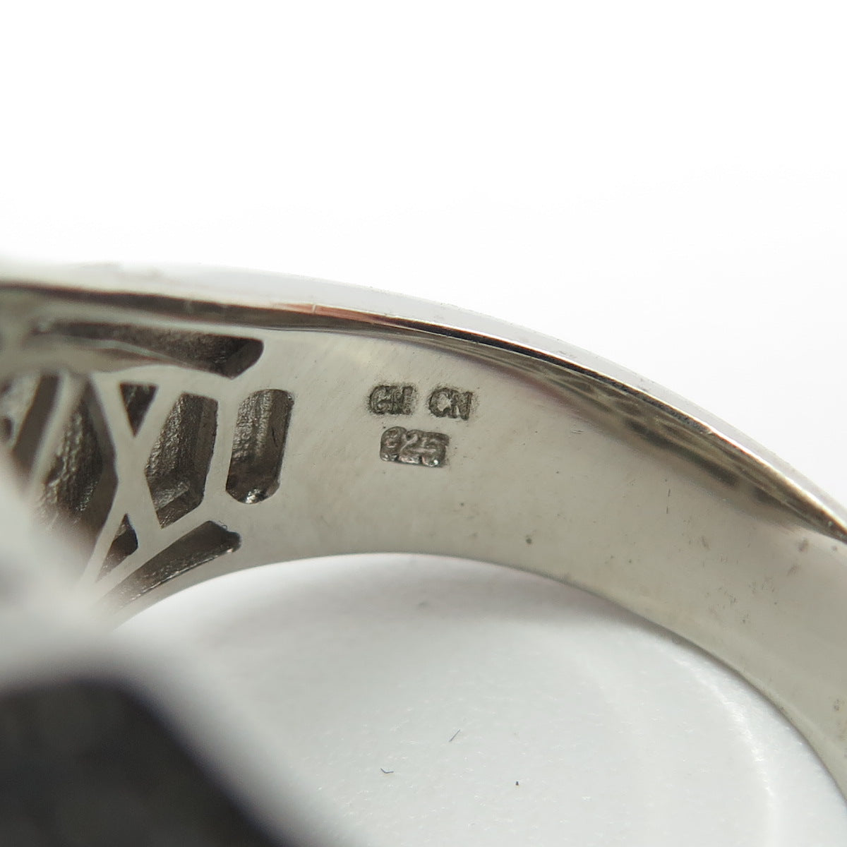 925 Sterling Silver Pave C Z Domed Ring Size 11.25