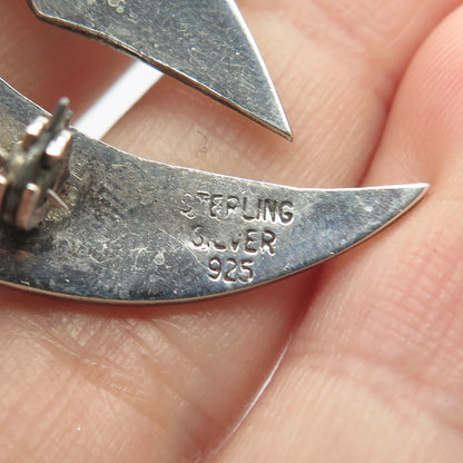 925 Sterling Silver Vintage Modernist Pin Brooch
