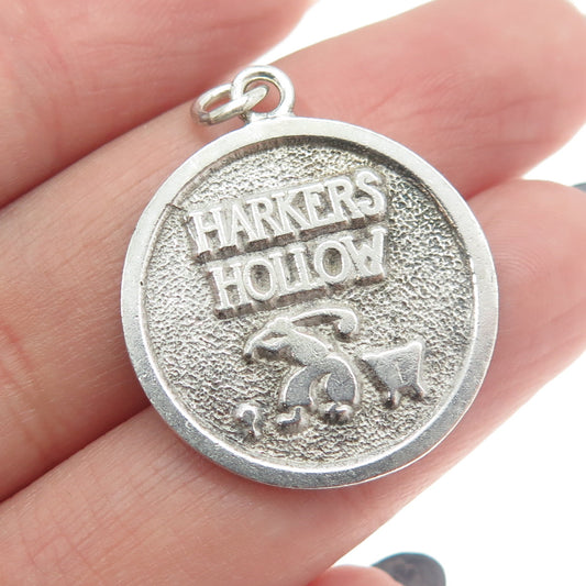 925 Sterling Silver Vintage Harkers Hollow Golf Club Round Pendant