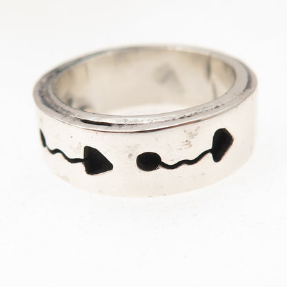 925 Sterling Silver Vintage Mexico Arrow Oxidized Band Ring Size 7.5