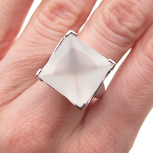 Michelle Albala 925 Sterling Silver Vintage Real Quartz Modernist Ring Size 6.25