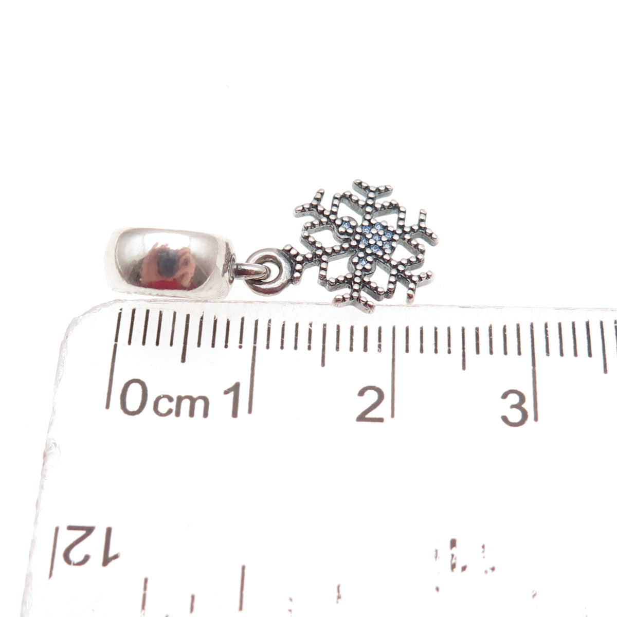 Pandora 925 Sterling Silver Blue C Z Snowflake Dangle Charm