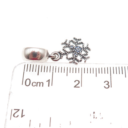 Pandora 925 Sterling Silver Blue C Z Snowflake Dangle Charm