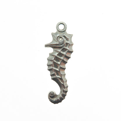 925 Sterling Silver Antique Art Deco Seahorse Minimalist Charm Pendant