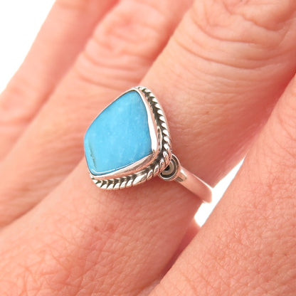 925 Sterling Silver Vintage Real Sleeping Beauty Turquoise Ring Size 6.5