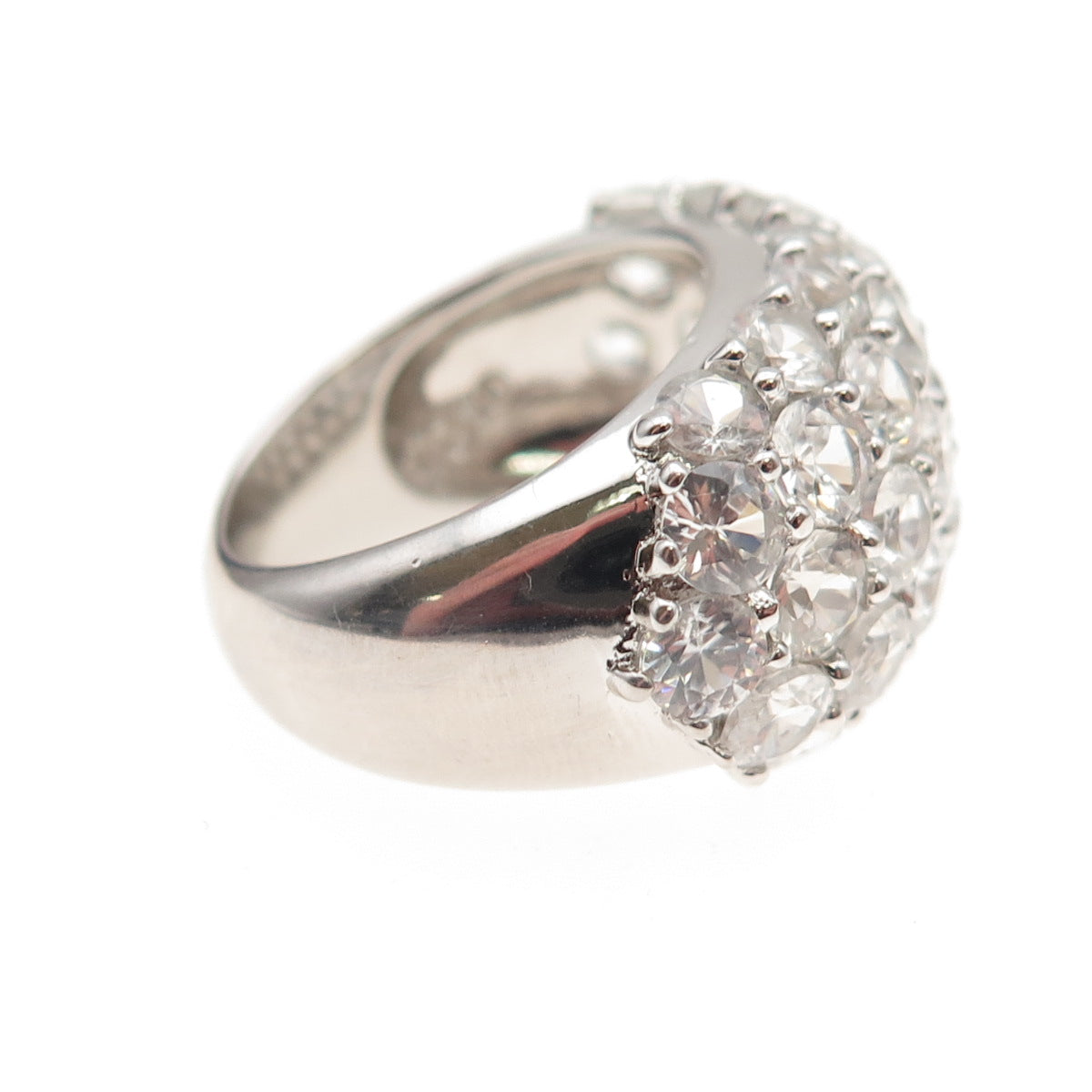 925 Sterling Silver Real Round-Cut White Topaz Dome Ring Size 5.5