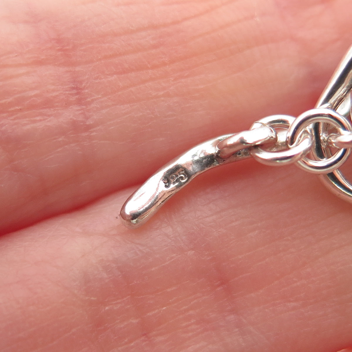 Hagit Gorali Sterling Silver Vintage Modernist Swirl Link Oxidized Bracelet 7"