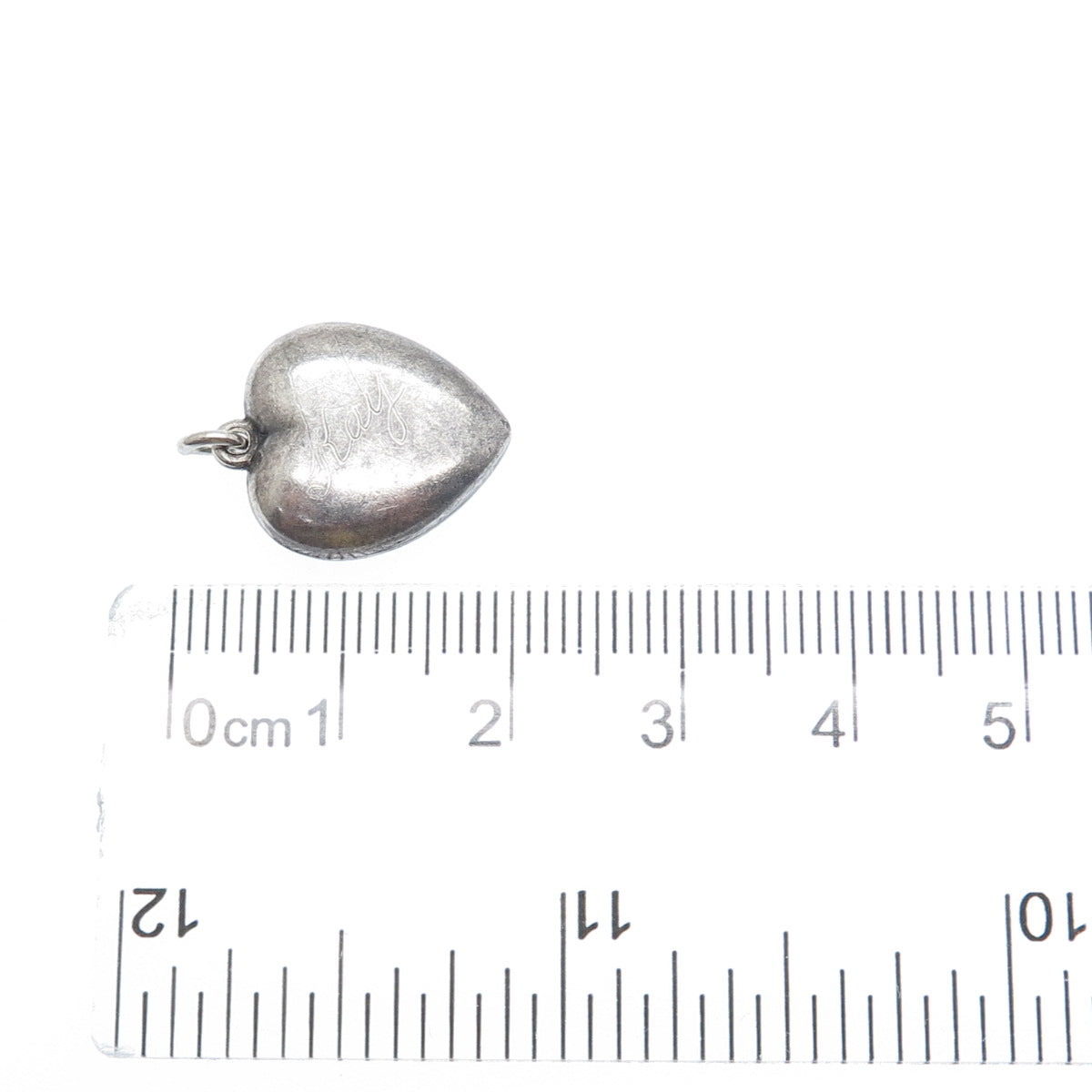 925 Sterling Silver Antique Art Deco Chatelaine Heart Minimalist Charm Pendant