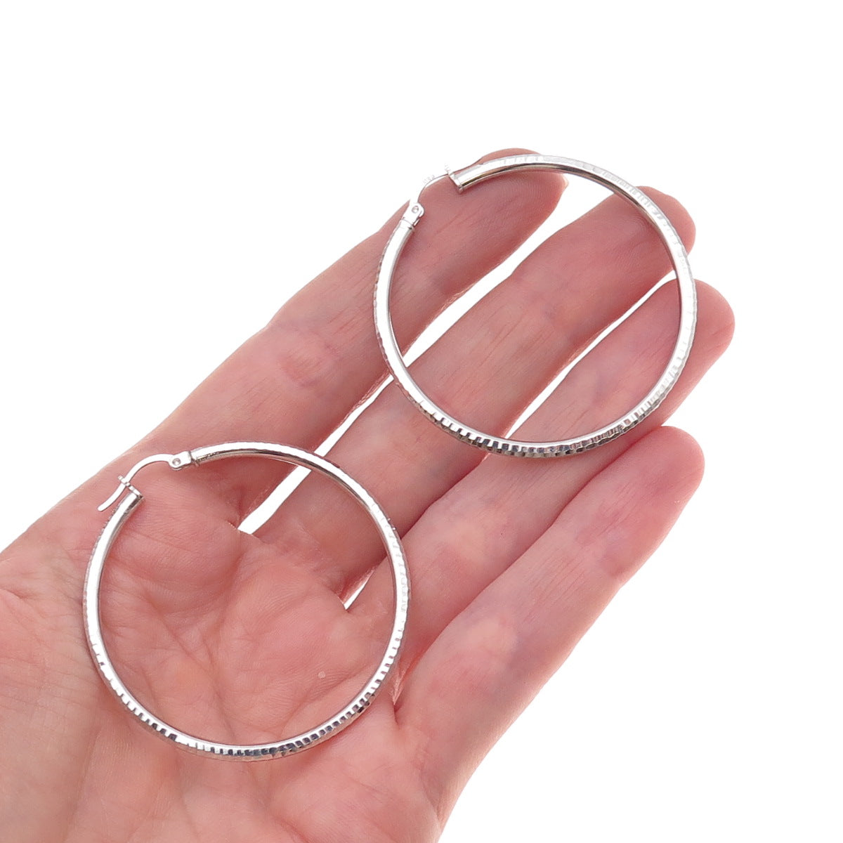 925 Sterling Silver Vintage Textured Tube Hoop Earrings