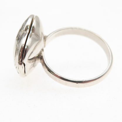 925 Sterling Silver Vintage Heart Locket Oxidized Ring Size 5