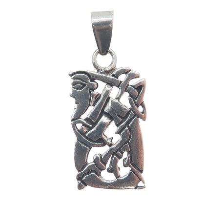 925 Sterling Silver Vintage Celtic Kells Oxidized Pendant