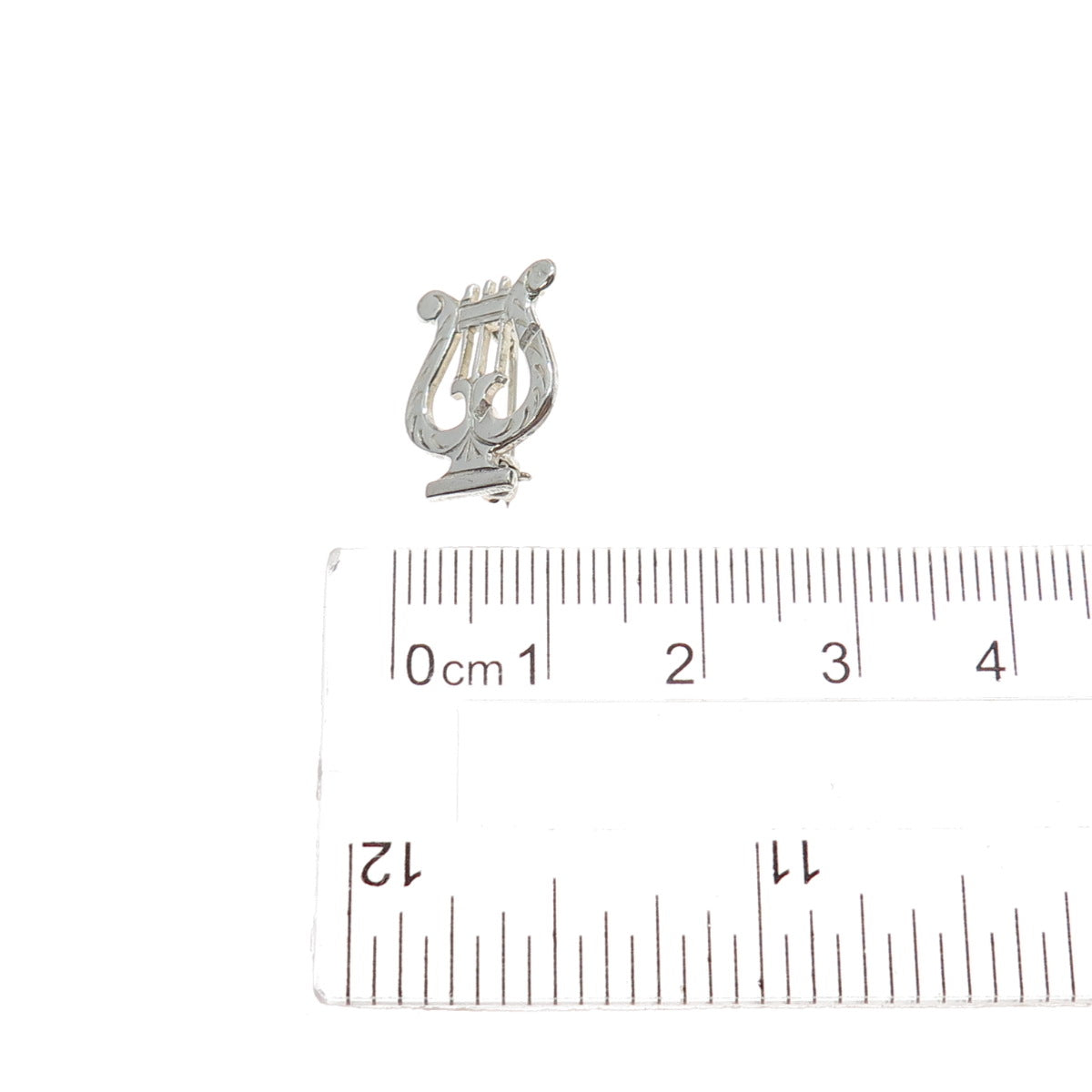 925 Sterling Silver Vintage Harp Music Instrument Mini Pin Brooch