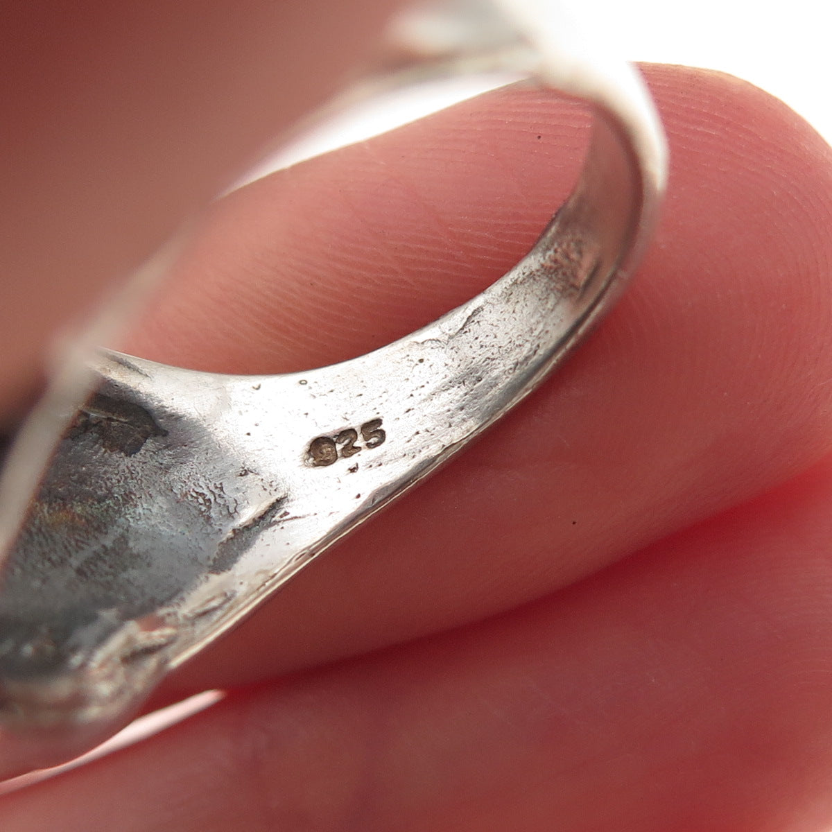 925 Sterling Silver Vintage Modernist Oxidized Ring Size 8.5