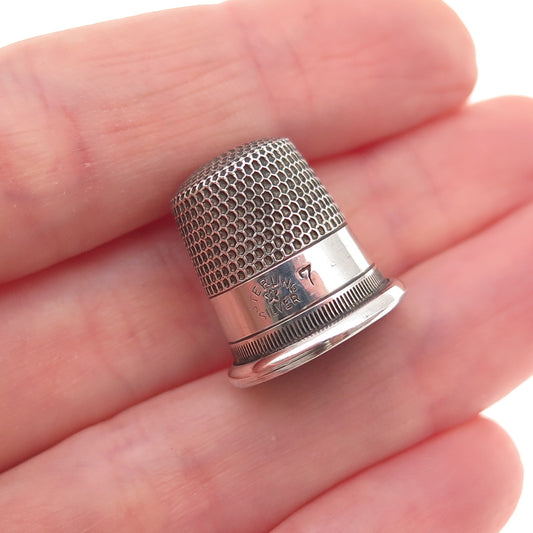 Waite Thresher 925 Sterling Silver Antique Art Deco Sewing Thimble Size 7