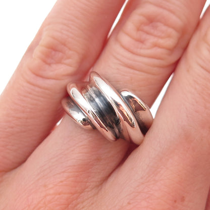 925 Sterling Silver Vintage Modernist Oxidized Ring Size 6